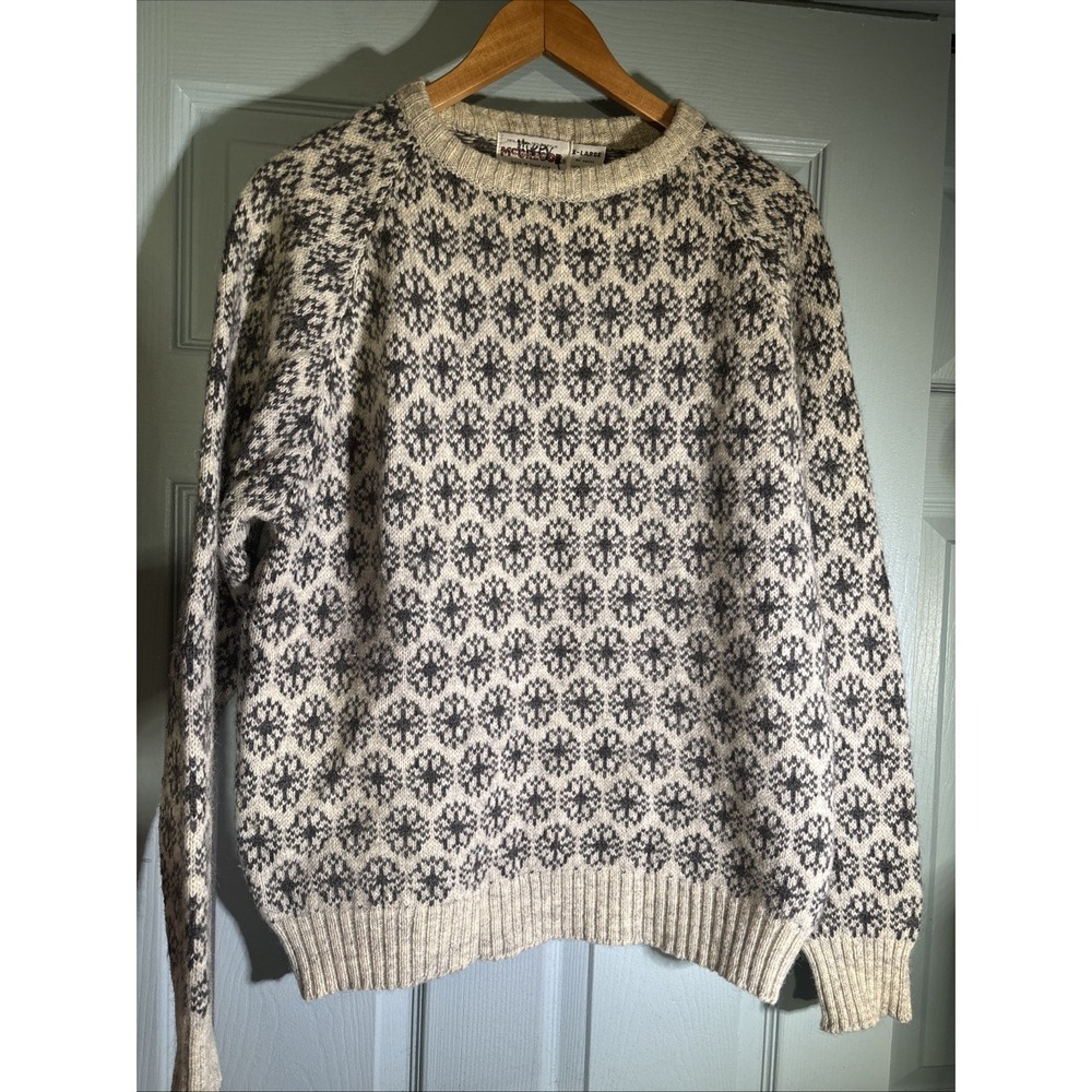 Vintage Mc‎ Gregor Wool Blend  Black and White Fisherman Sweater XL